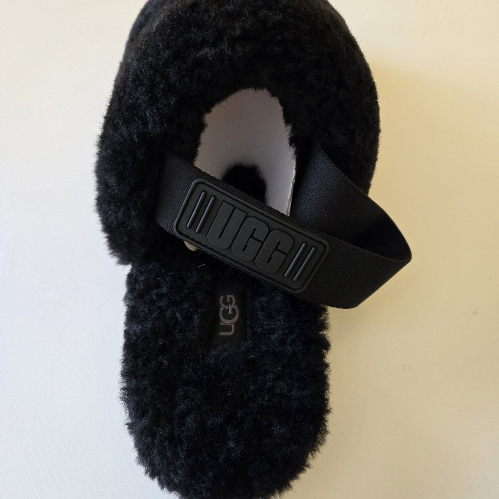 UGG SUPER FLUFF BLACK SLIDE SHEEPSKIN CLOSED TOE MULE SLIPPERS SIZE US 10 WOMEN - Picture 14 of 16